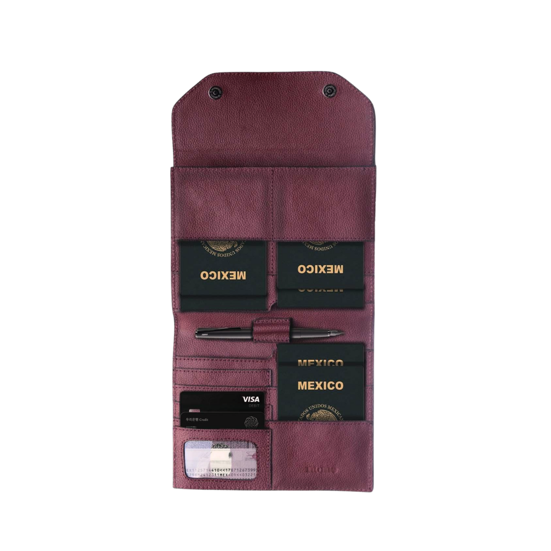 Portapasaporte Familiar Vino
