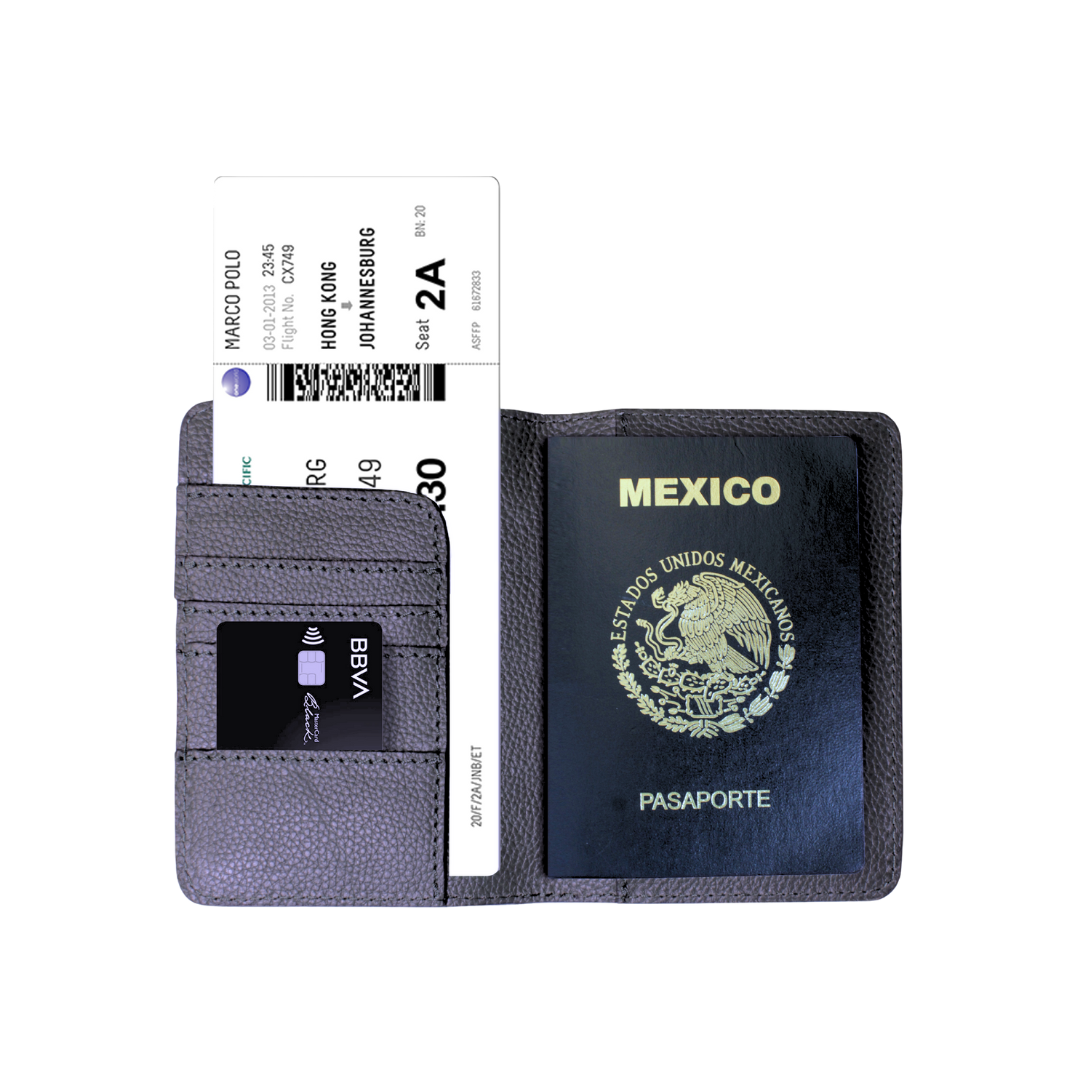 Portapasaporte Gris