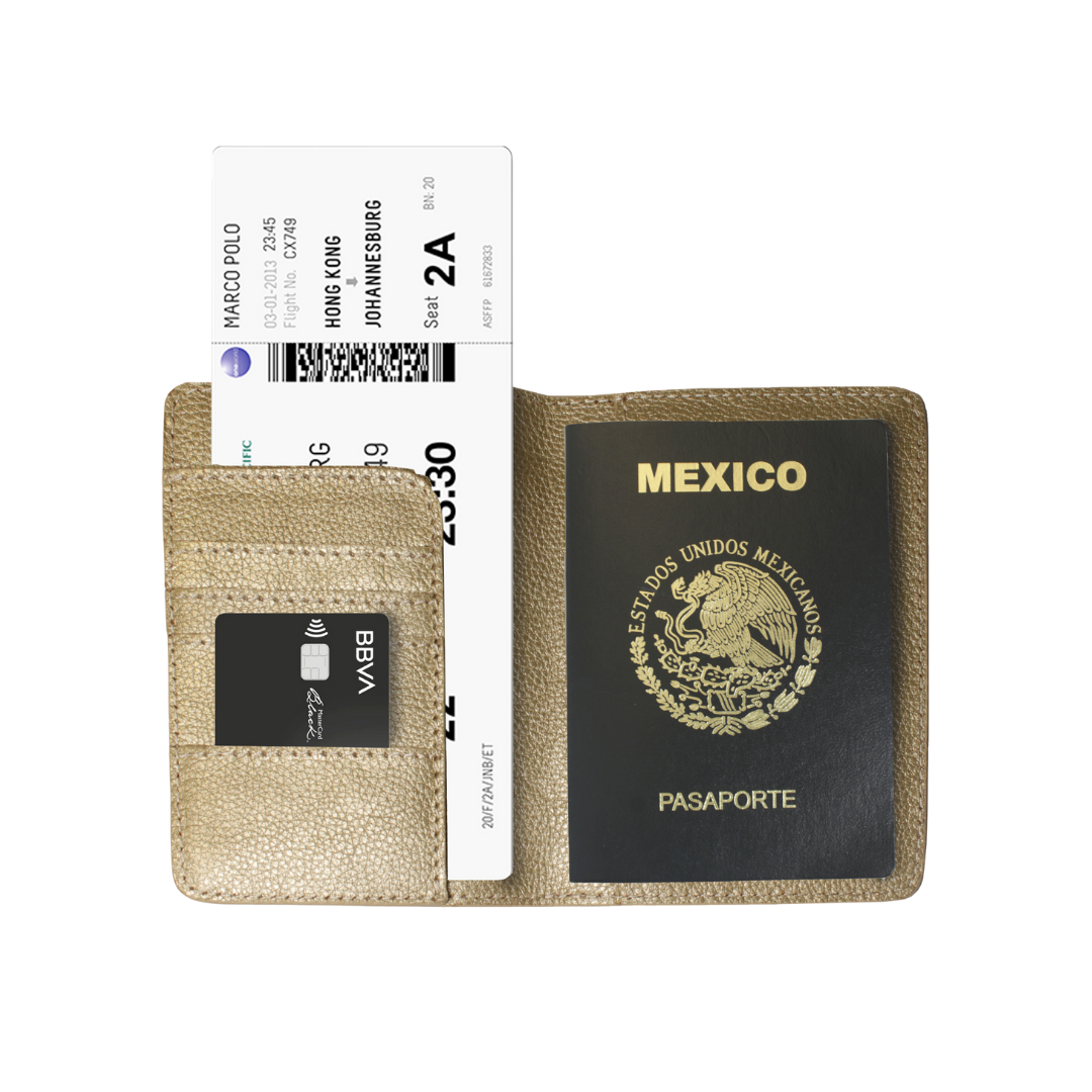 Portapasaporte Dorado